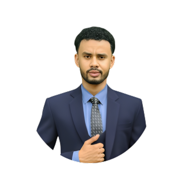 A man in a blue shirt with a happy expression